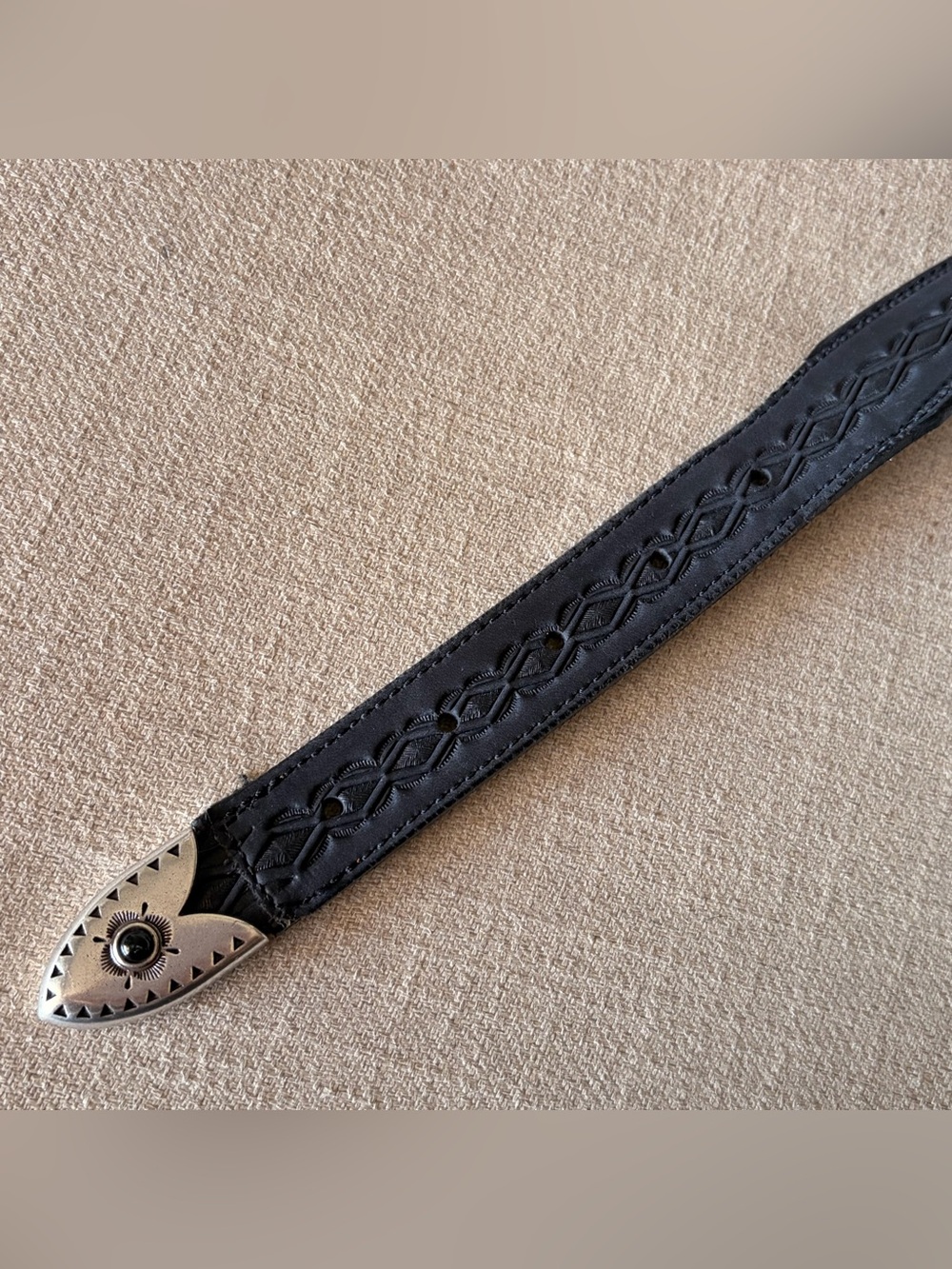 Tony Lama Size XL Dakota Black Leather Western Belt #C51293 Silver Hardware - Picture 8 of 9